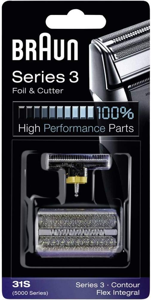 Braun Ersatzscherteil 31 S Silber, Kompatibel mit Series 3 Rasierern Scherkopf 31S, Scherkopf 31S