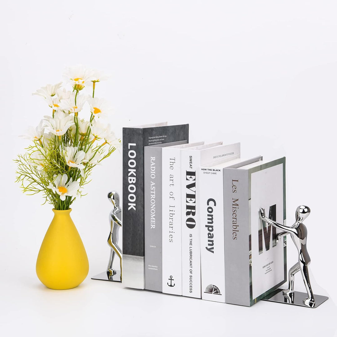 MerryNine Robuste Kung-Fu-Mann-Buchstützen aus Edelstahl, Buchstütze aus Edelstahl, kreativer Buchsc