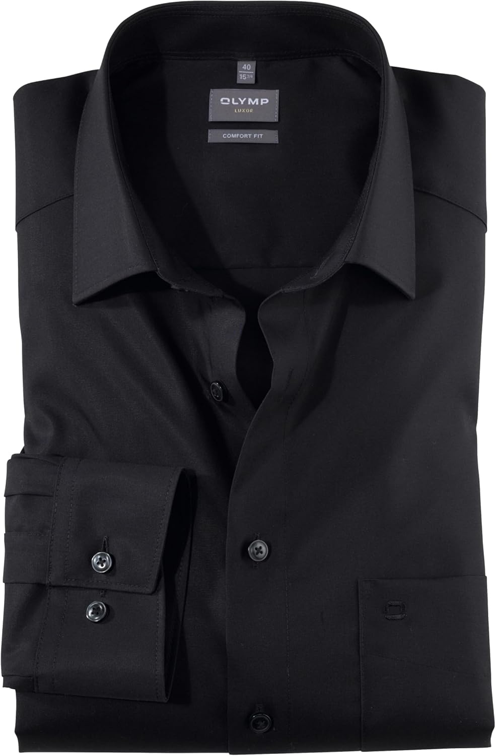 OLYMP Herren Oberhemd Langarm Hemd,einfarbig,Einfarbig,Comfort fit,New Kent 36 Schwarz 68, 36 Schwar