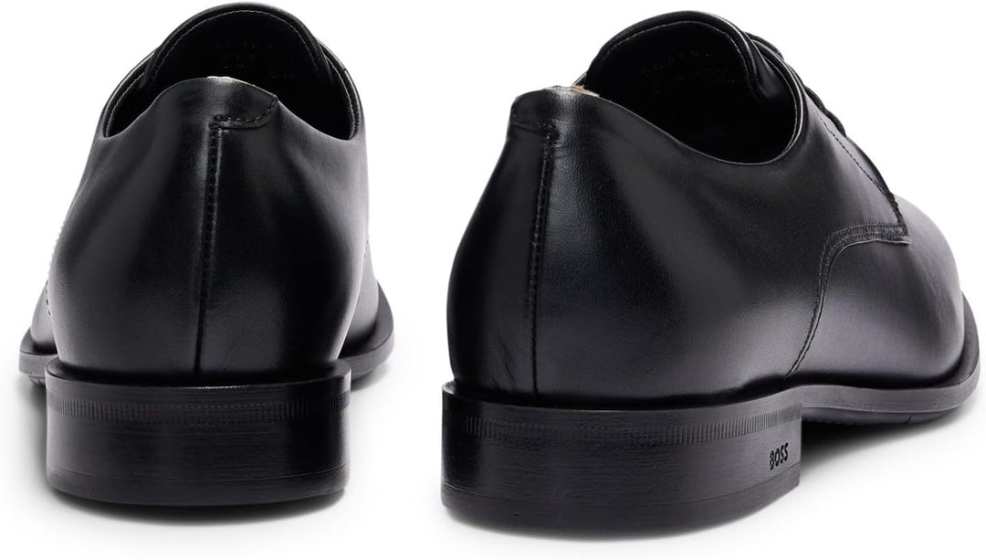 BOSS Herren Colby Derb Leder-Derbys mit Logo-Prägung Grösse 42 EU Schwarz, 42 EU Schwarz