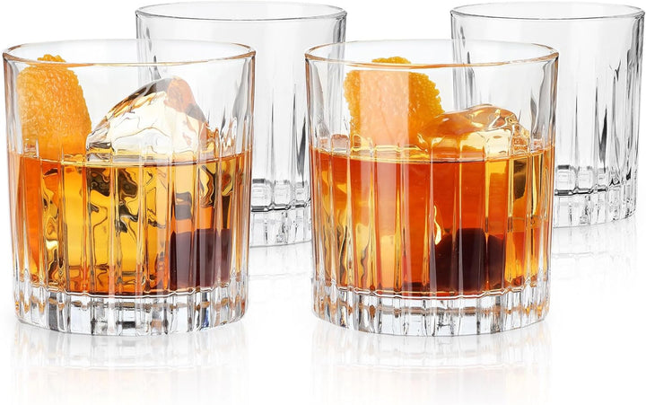Viski Double Old Fashioned Tumbler, 4 Lowball-Cocktailgläser aus bleifreiem Kristallglas, Glaswaren