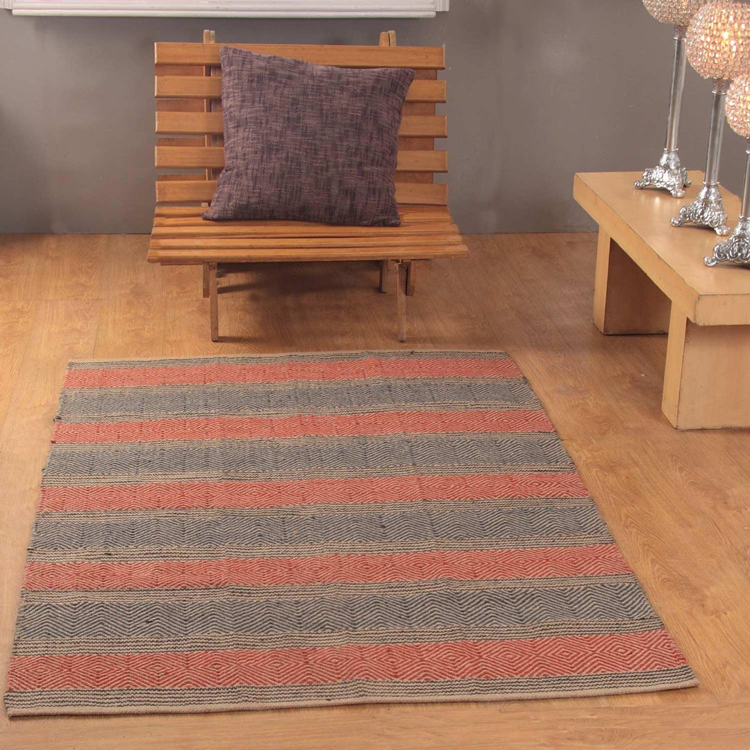 Homescapes Naturfaser Teppich Läufer 66 x 200 cm 100% Jute Küchen-Läufer blau beige geometrisches Mu