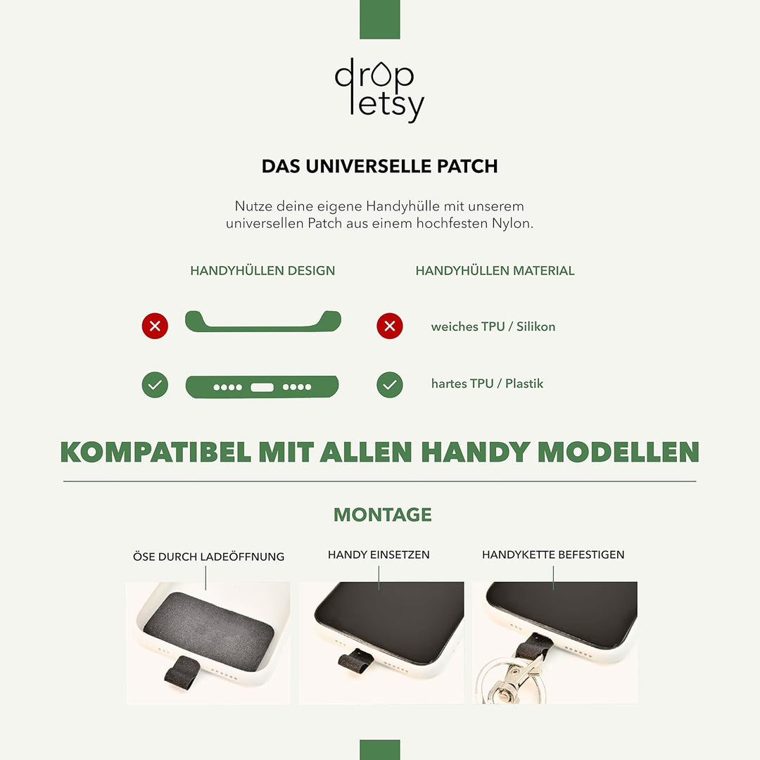 DROPLETSY Holzperlen Handykette universal, Schlüsselband, Kette, Necklace zum Umhängen - kompatibel
