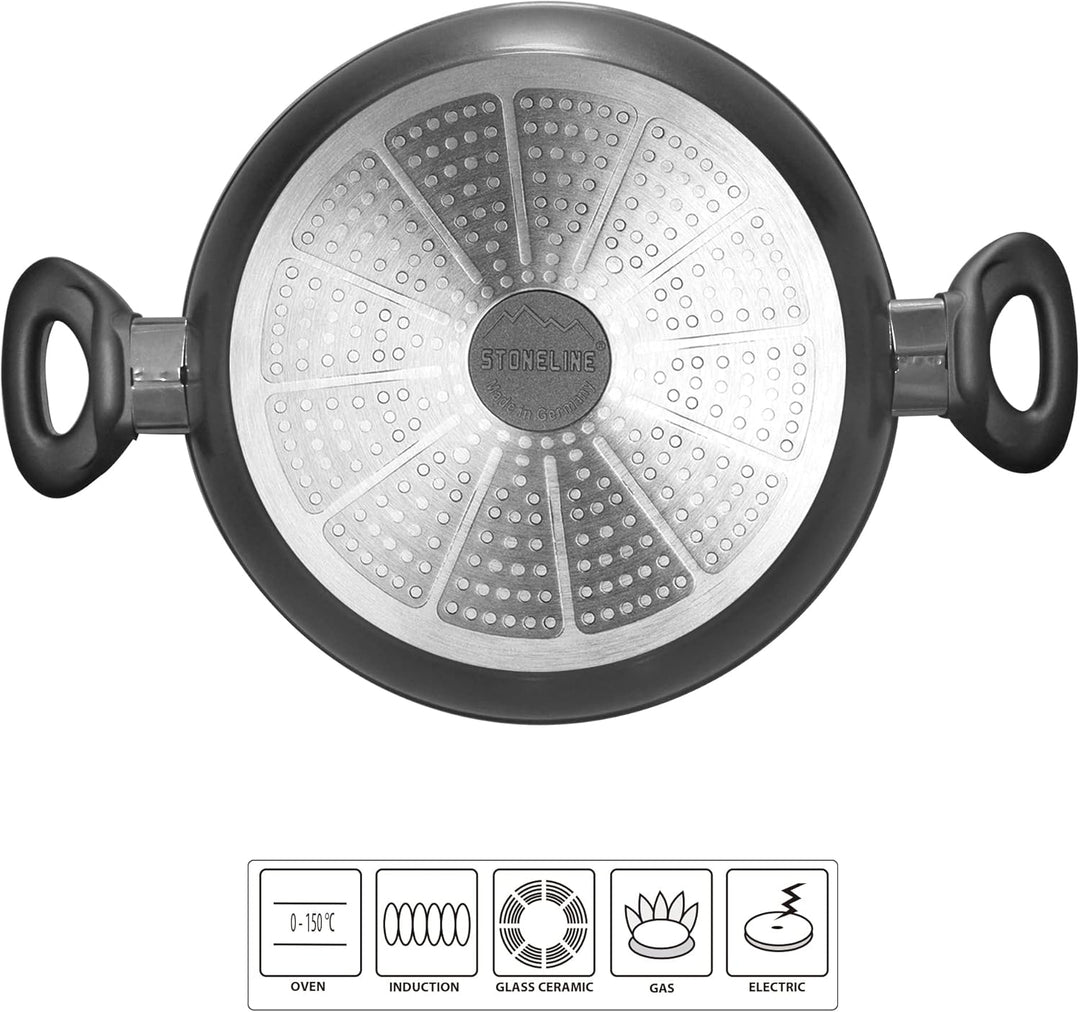 STONELINE® Gourmundo Made in Germany Servierpfanne 24 cm, auch für öl- und fettfreies Braten, Kratzf
