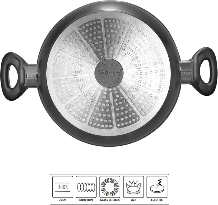 STONELINE® Gourmundo Made in Germany Servierpfanne 24 cm, auch für öl- und fettfreies Braten, Kratzf