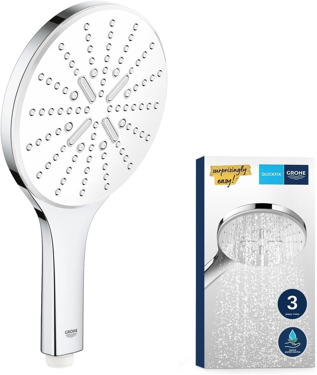 GROHE Vitalio SmartActive 150 - Handbrause (wassersparend, 3 Strahlarten, Antikalk-System), chrom, 2
