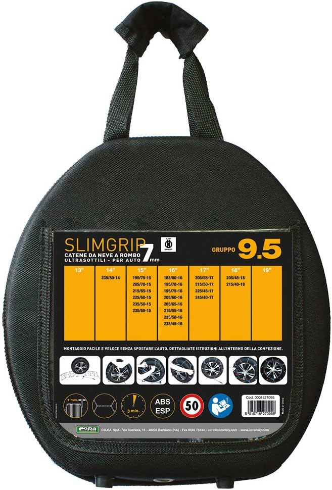 Cora 0001427095 Schneeketten für Auto Slim Grip 7 mm, Gruppe 9.5