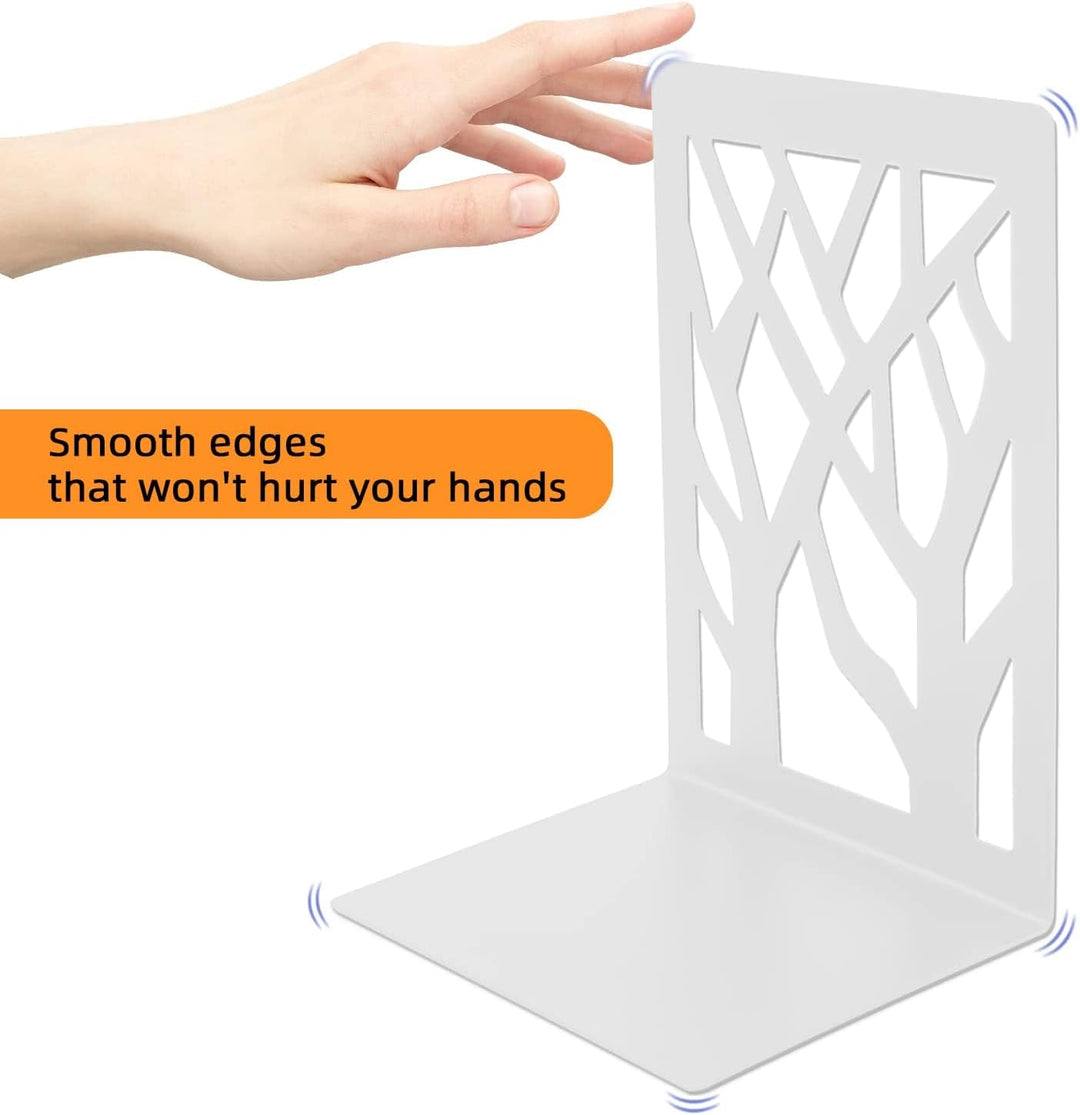 Mgood 4 Paar Buchstütze, Buchstützen Metall, Buchstützen Weiss, Bücher Halter, Bücherhalter für Rega