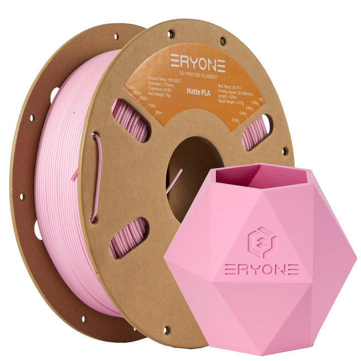ERYONE Matte PLA 3D Drucker Filament 1.75mm, Massgenauigkeit +/- 0.03 mm, 1 kg 1 Spule, Matte Rosa