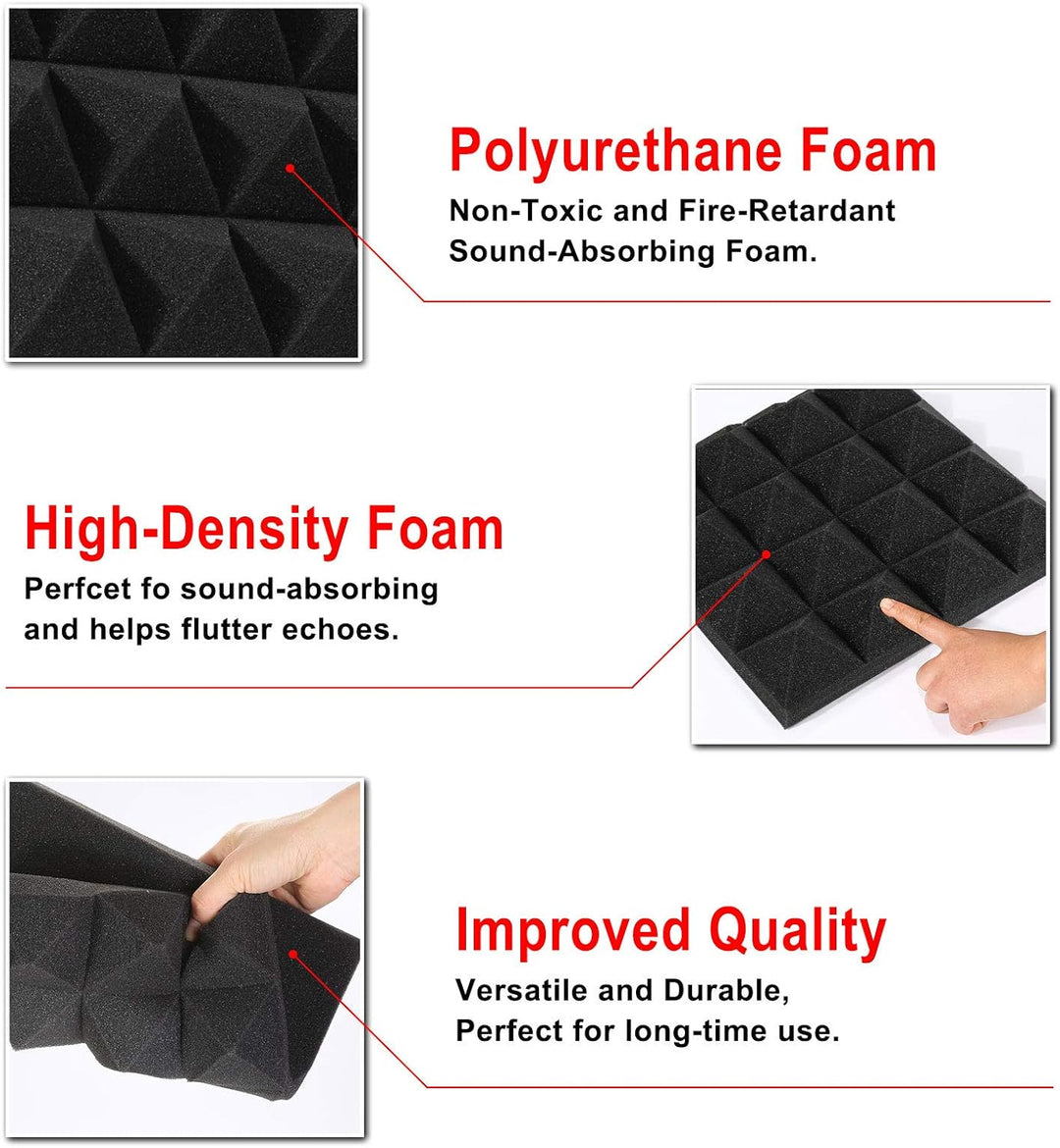 AGPtEK Schalldämmende Polsterung 24 Stück Schaumstoff-Dämmplatten 25 x 25 x 5 cm Akustikschaumstoff