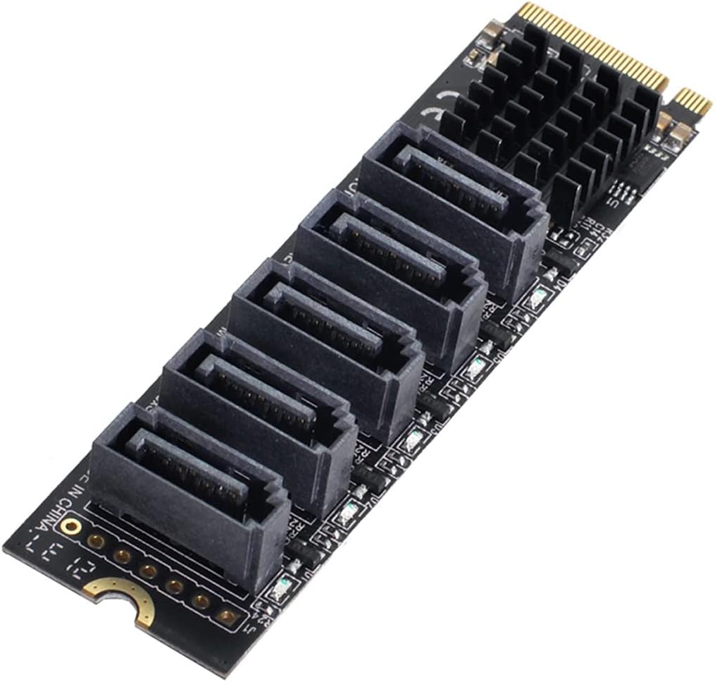 cablecc NGFF NVME M-Key PCI Express auf SATA 3.0 6 Gbps 5 Ports Adapter Konverter Festplattenerweite