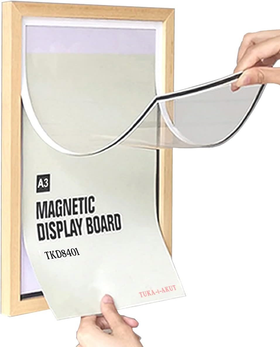 TUKA A3 Wechselrahmen Holz Natur mit Magnetverschluss, Acryl Info-Rahmen Plakatrahmen Posterrahmen B