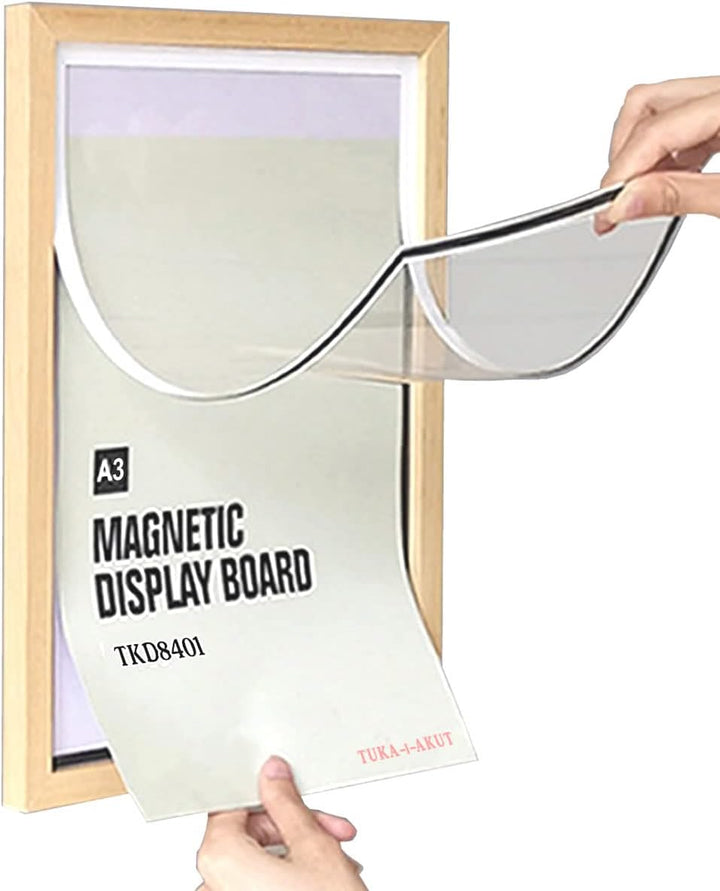 TUKA A3 Wechselrahmen Holz Natur mit Magnetverschluss, Acryl Info-Rahmen Plakatrahmen Posterrahmen B