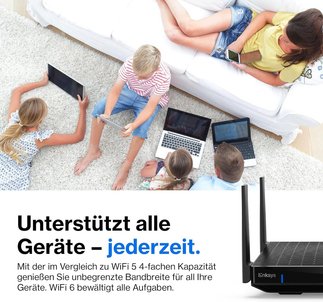 Linksys Hydra Pro 6E Tri‑Band WiFi-6E-Mesh-Router – 8-Stream-Router zum Gamen,Zugriff auf das 6-GHz-