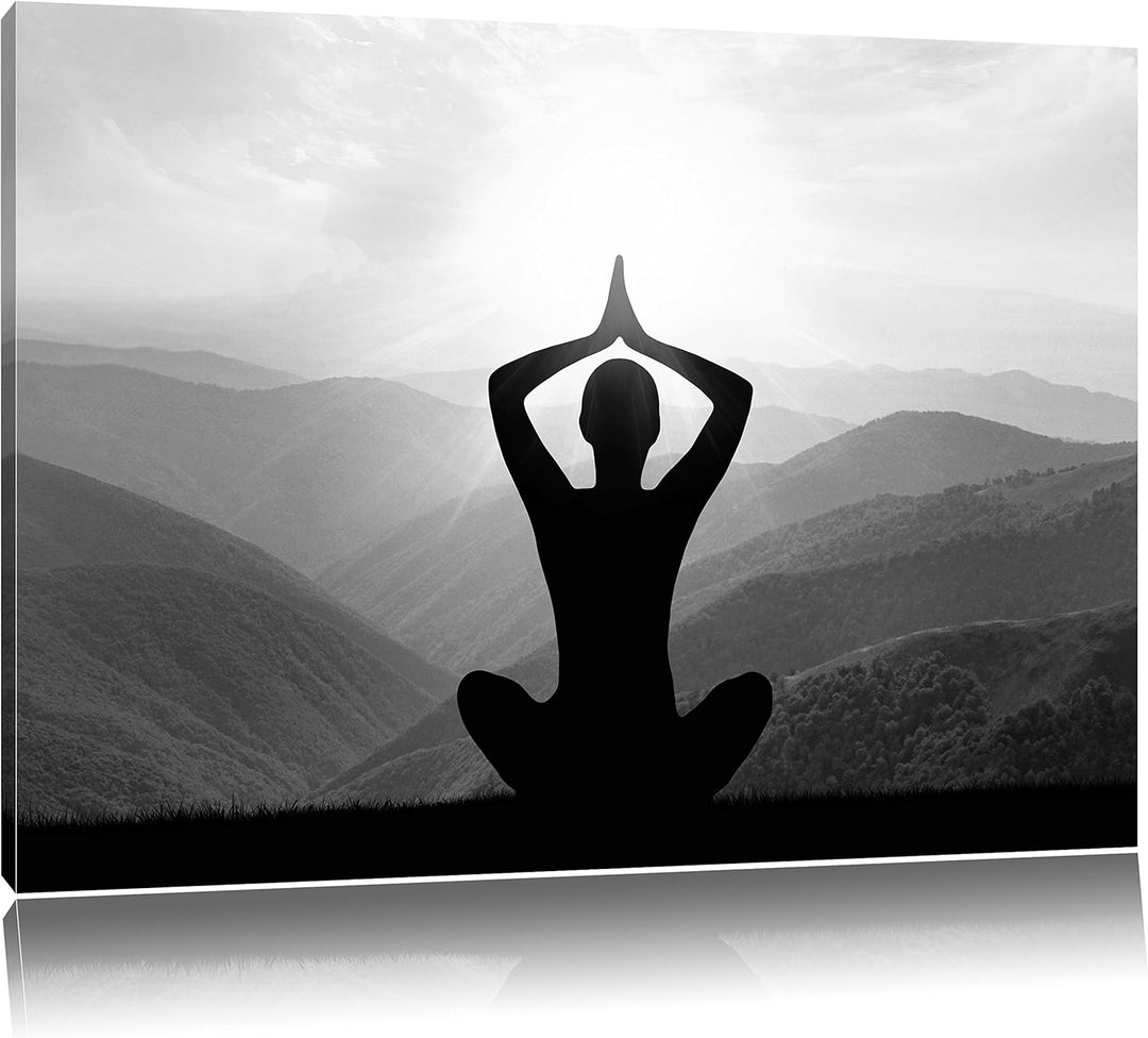 Pixxprint Yoga und Meditation als Leinwandbild/Grösse: 100x70 cm/Wandbild/Kunstdruck/fertig bespannt