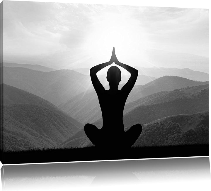 Pixxprint Yoga und Meditation als Leinwandbild/Grösse: 100x70 cm/Wandbild/Kunstdruck/fertig bespannt