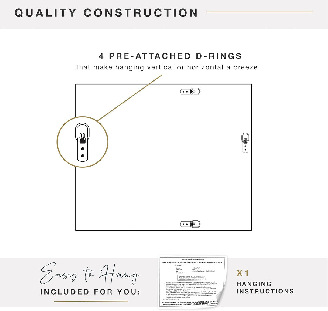 MCS 45,7 x 61 cm geriffelter Spiegel, 45,7 x 61 cm, zweifarbig, warmes Zinn und Silber 29"L x 23"W S