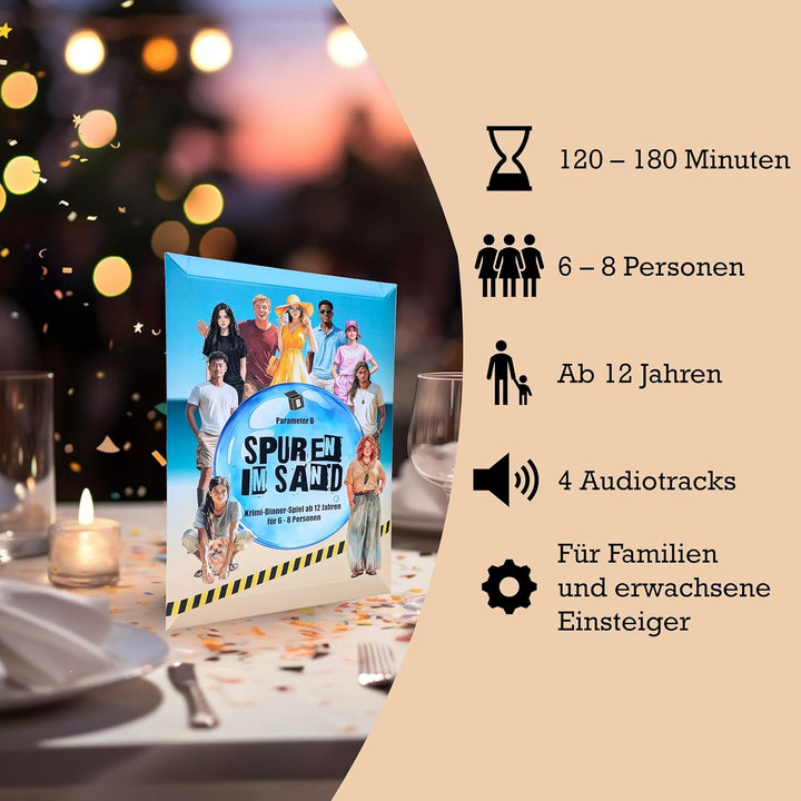 Parameter B - Spuren im Sand - Krimidinner für 6-8 Personen – ab 12 Jahren - Krimidinner für Zuhause