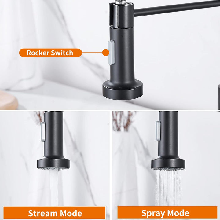 Cobbe Wasserhahn Küche, Spring Küchenarmatur mit Pull Down Sprüher Brause, 2 Sprühfunktionen, 360° D