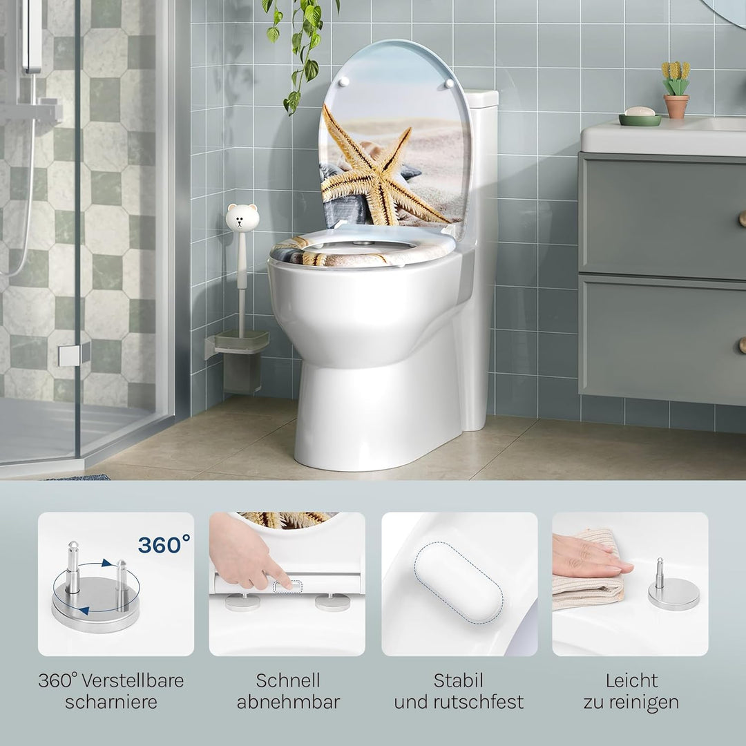 WOLTU Toilettendeckel mit Absenkautomatik Klodeckel WC Sitz Softclose antibakterielle Klobrille mit