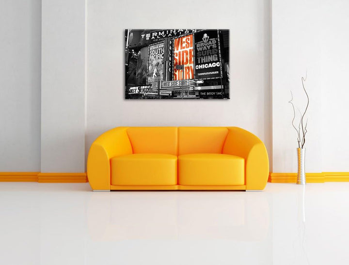 grossartiges Programm des berühmten Broadway's schwarz/weiss auf Leinwand, XXL riesige Bilder fertig