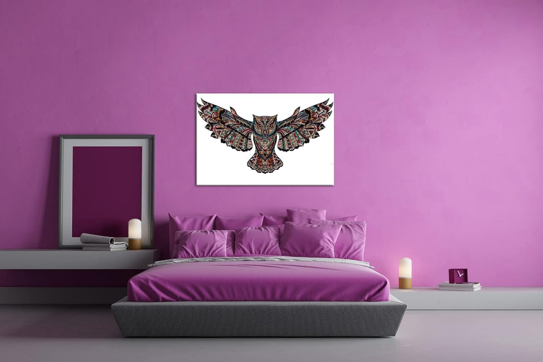 deyoli Mosaik Eule Format:90x60 cm als Leinwandbild, Motiv fertig gerahmt auf Echtholzrahmen, Hochwe