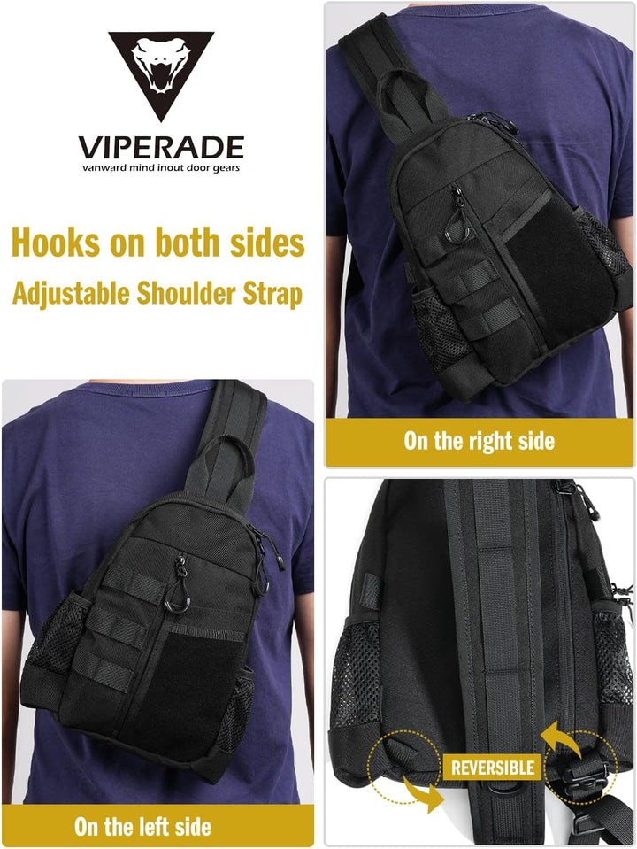 VIPERADE CHS1 EDC Brusttasche Herren Schultertasche,Leichter Sling Bag Klein Sling Rucksack mit vers