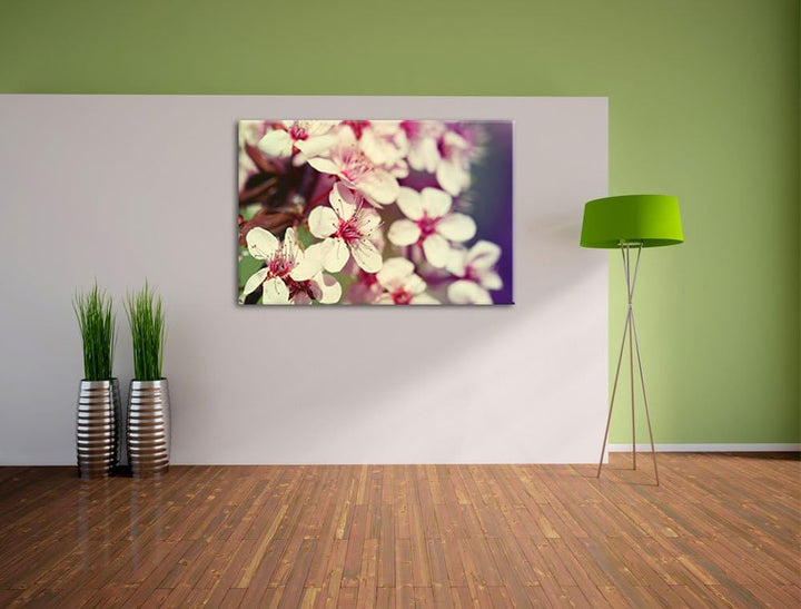 Gelbe Tulpe im Frühling Bild auf Leinwand, XXL riesige Bilder fertig gerahmt mit Keilrahmen, Kunstdr