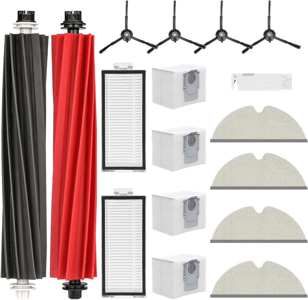17 Stück Zubehör für Roborock Q5 Pro+ /Q5 Pro/ Q8 Max+ /Q8 Max Staubsauger, 2 Hauptbürsten, 2 HEPA-F
