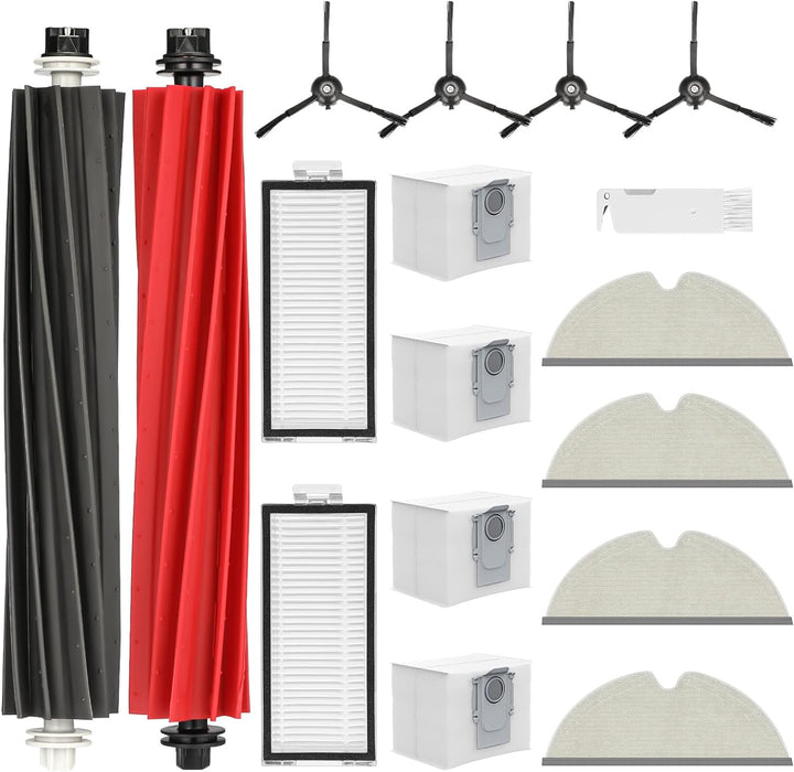 17 Stück Zubehör für Roborock Q5 Pro+ /Q5 Pro/ Q8 Max+ /Q8 Max Staubsauger, 2 Hauptbürsten, 2 HEPA-F