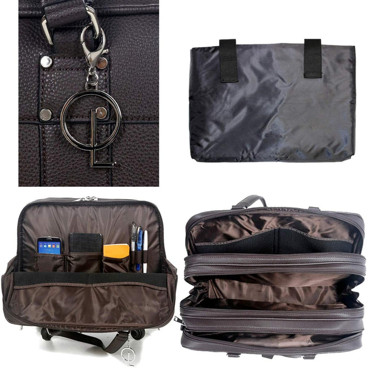 Bowatex Luxus Damen Schulter Gurt Laptop Aktentasche Trolley 4 Rollen Schwarz