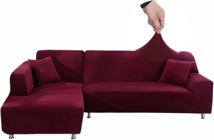 Jaotto Sofa Überwürfe Sofabezug Elastische Spandex Stretch Sofabezüge Couchbezug für L-Form Sofa Uni