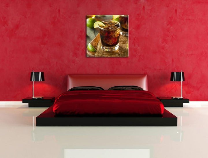 Erfrischender Cuba Libre, Format: 70x70 auf Leinwand, XXL riesige Bilder fertig gerahmt mit Keilrahm