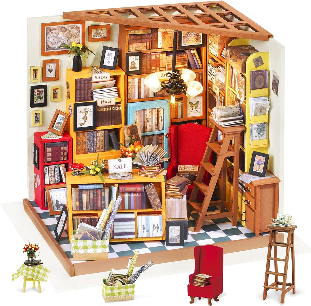 Rolife Miniatur Puppenhaus Kit DIY Holz Bibliothek Haus Modell für Mädchen und Jungen Kinder 14 15 1