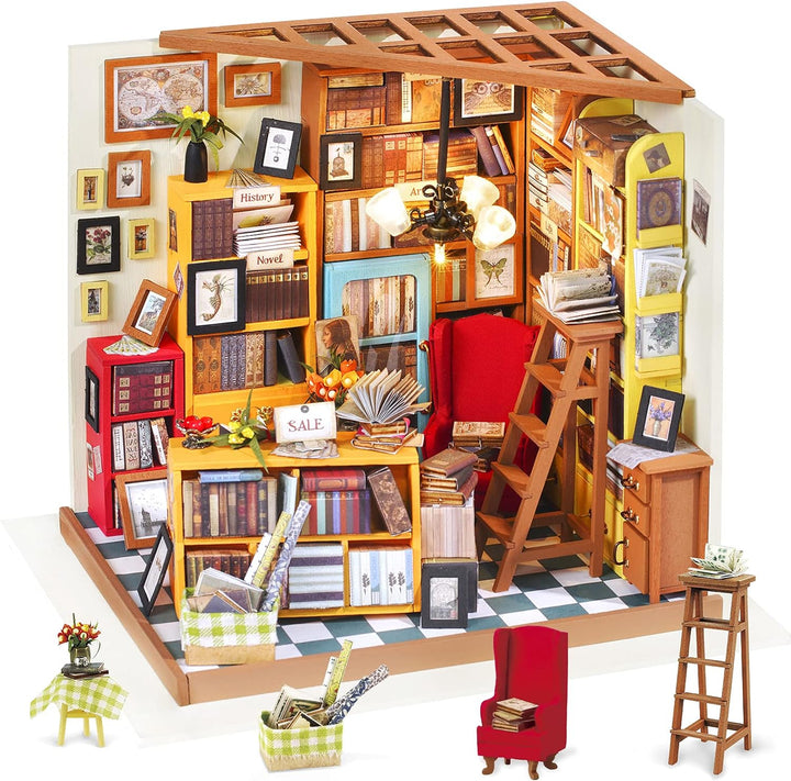 Rolife Miniatur Puppenhaus Kit DIY Holz Bibliothek Haus Modell für Mädchen und Jungen Kinder 14 15 1