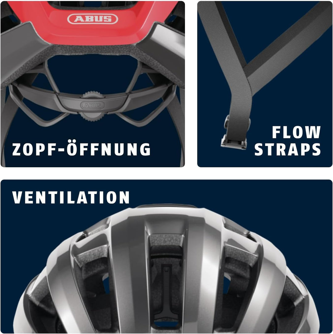 ABUS Rennradhelm PowerDome MIPS - leichter Fahrradhelm mit cleverem Belüftungssystem und Aufprallsch