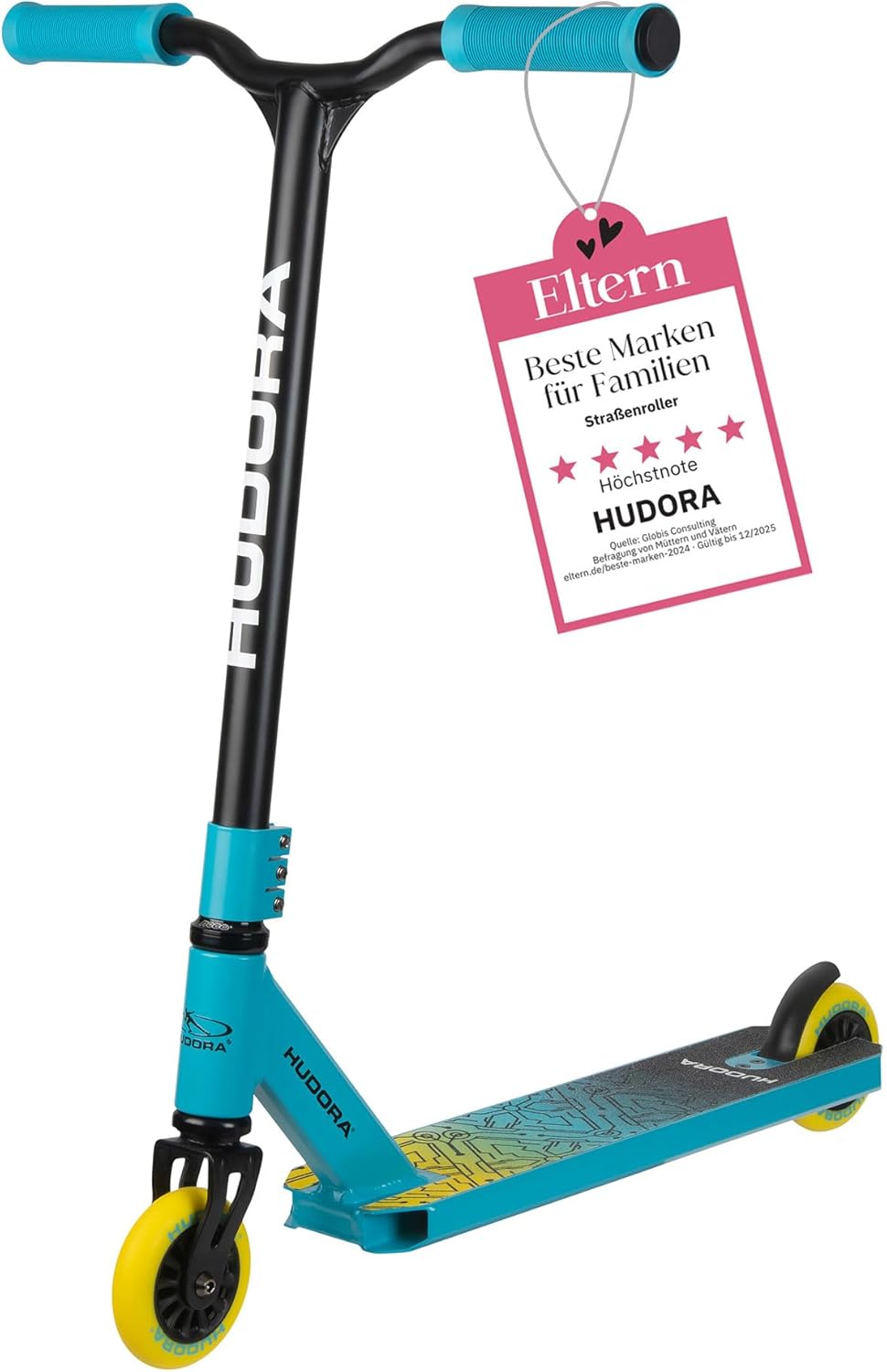 HUDORA Stuntscooter Kids - 360° Lenkung - Tretroller - ABEC 9 Kugellager - Robuster Funscooter, Kick