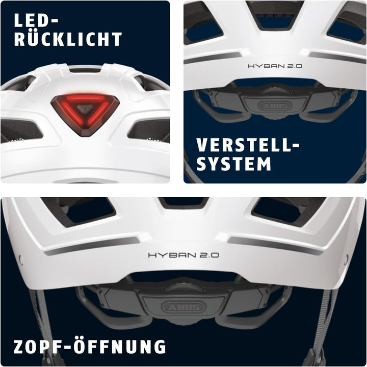 ABUS Stadthelm Hyban 2.0 - Fahrradhelm mit Rücklicht, ABS-Hartschale, guter Passform - für Damen und