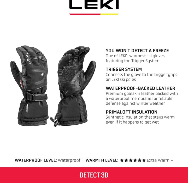 LEKI Detect XT 3D Handschuhe Skihandschuhe Fingerhandschuhe Schwarz EU 9, Schwarz EU 9