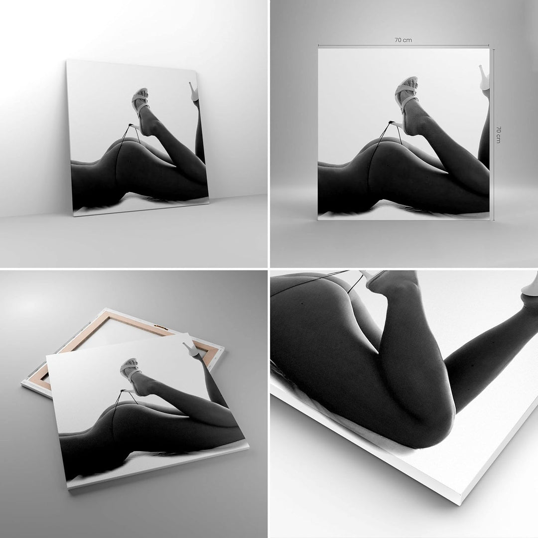 ARTTOR Bilder auf Leinwand 70x70cm Leinwandbild mit Rahmen Frau Akt Pose Gross Wanddeko Bild Schlafz