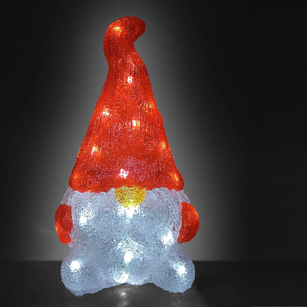 Deuba LED Acryl Figur Wichtel 29,5cm Gross Innen Aussen Weihnachtsdeko beleuchtet Weihnachten Deko I