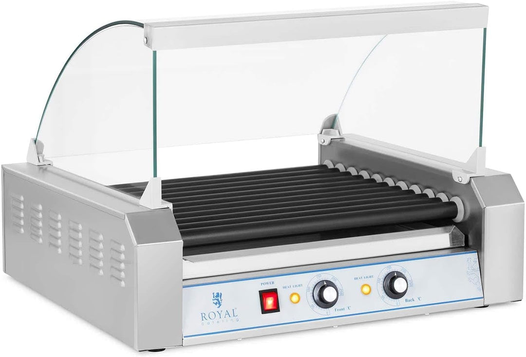 Royal Catering Hot Dog Grill Hot Dog Maschine Hot Dog Maker (11 Rollen, Platz für 20 Würstchen, tefl