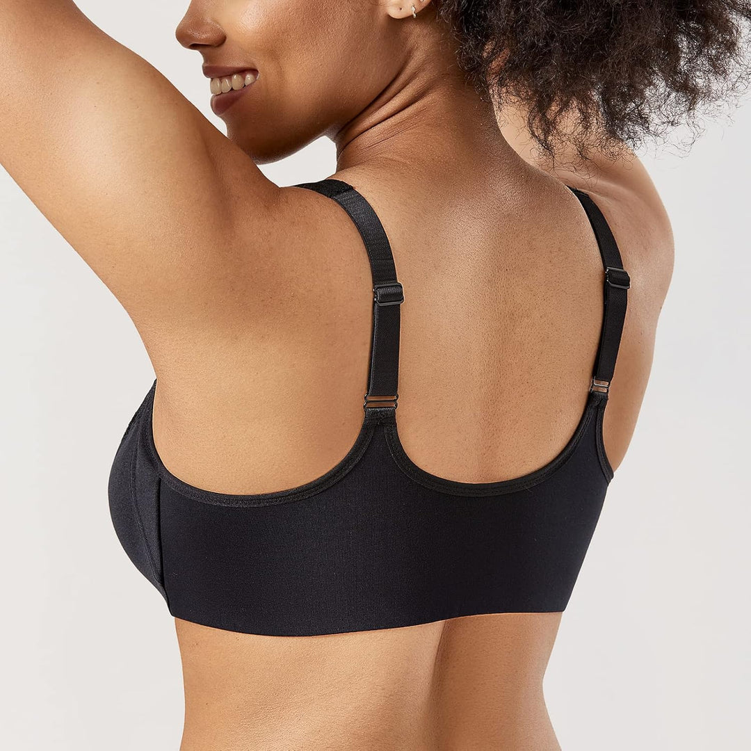 DELIMIRA Damen BH mit Vorderverschluss Bügel Spitzen BHS Grosse Brüste Soft Vollschalen Ungefüttert
