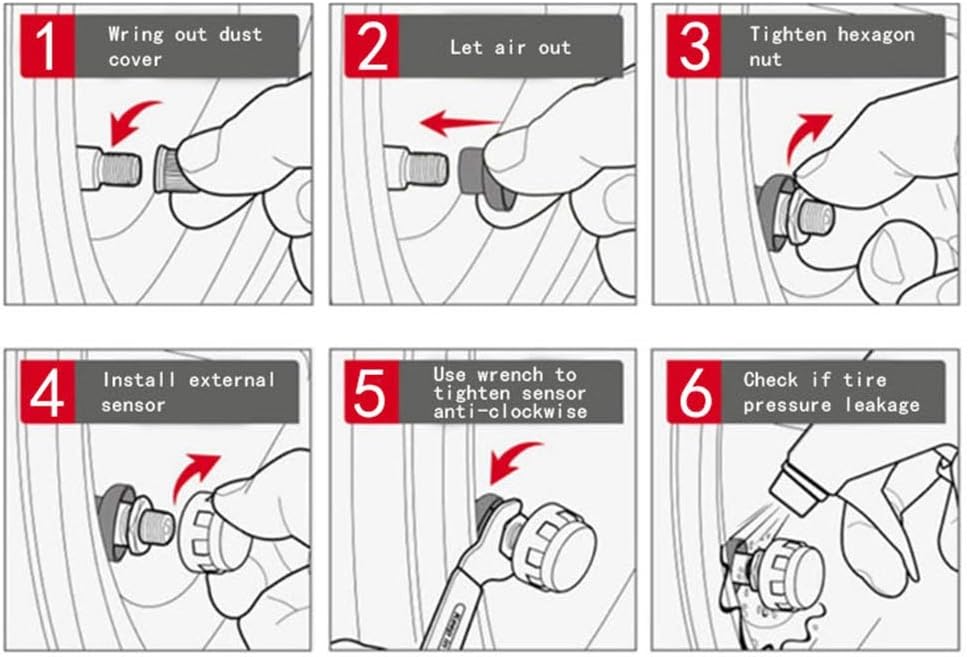 Terisass TPMS DC 12V Auto 433,92 MHz Reifendruckkontrollsystem Zigarettenanzünder-Display mit 4-TLG.