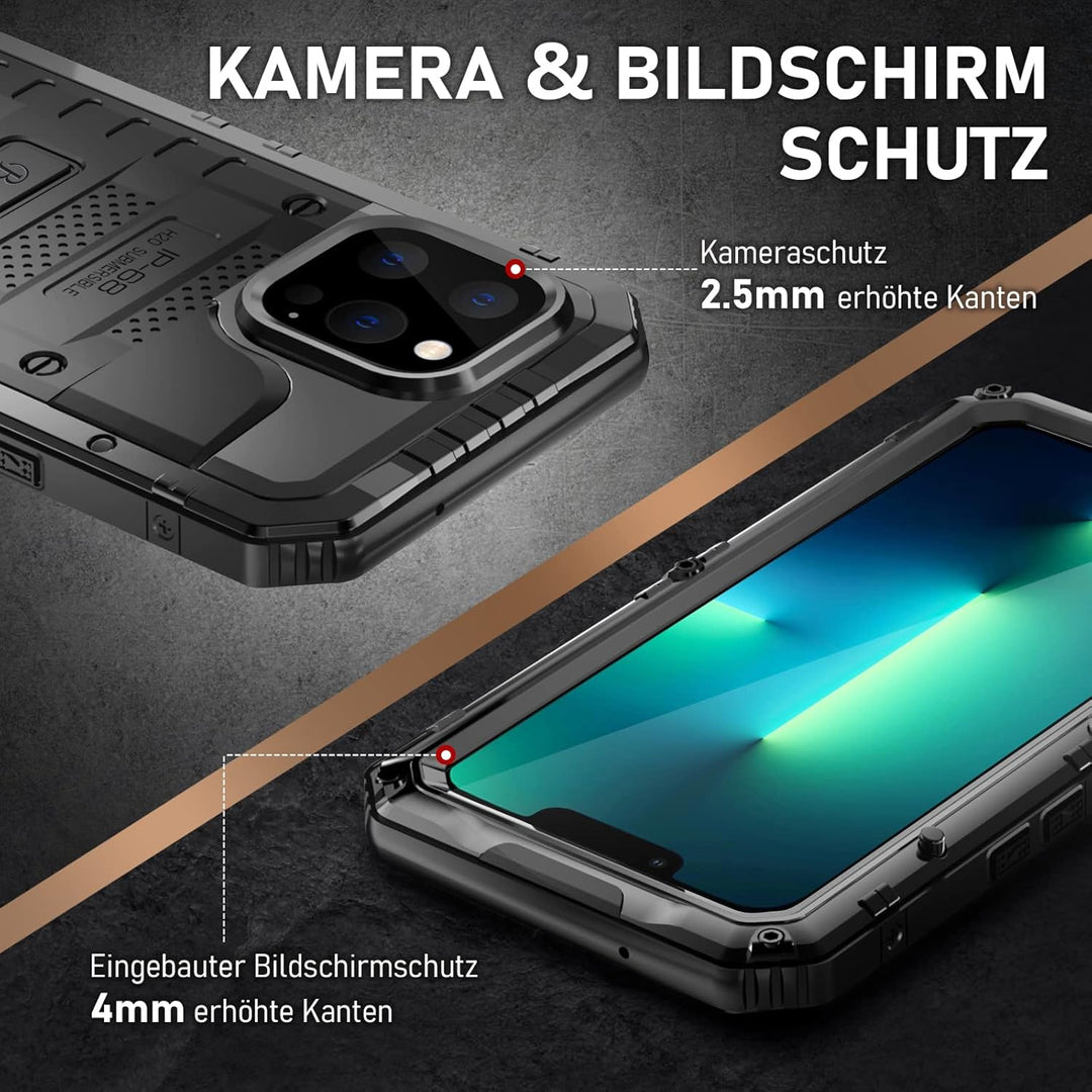 Beeasy für iPhone 13 Pro Wasserdicht Outdoor Hülle (6,1"), Stossfest Panzerhülle Militär 360 Grad Sc