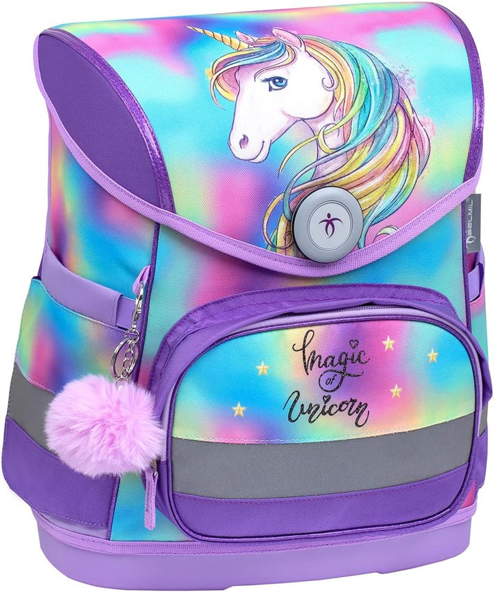 Belmil ergonomischer Schulranzen Set 4 -teilig für Mädchen 1-4 Klasse Grundschule/Brustgurt/Magnetve