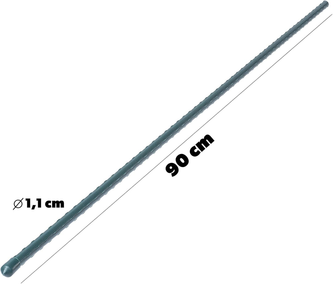 KADAX 5X Pflanzstäbe 90cm x 11mm, Blumenstütze aus Stahl, Beschichtete Pflanzstab, Pflanzen-Rankstab