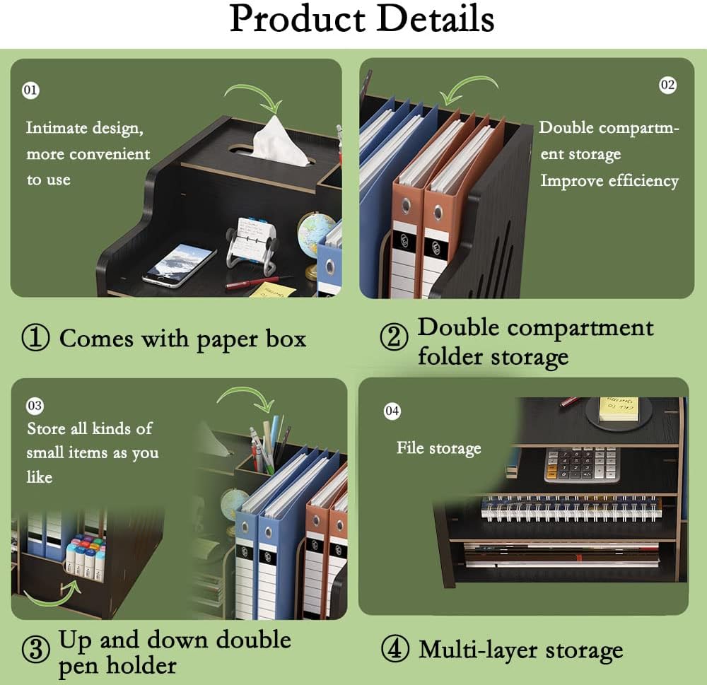 Aktualisierter Schreibtisch-Organizer aus Holz, grosse Kapazität, Schreibtisch-Organizer, ordentlich