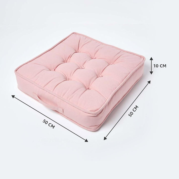 Homescapes Dickes Sitzkissen 50x50 cm rosa, 10 cm hohe Sesselauflage/Sitzerhöhung mit Baumwoll-Bezug