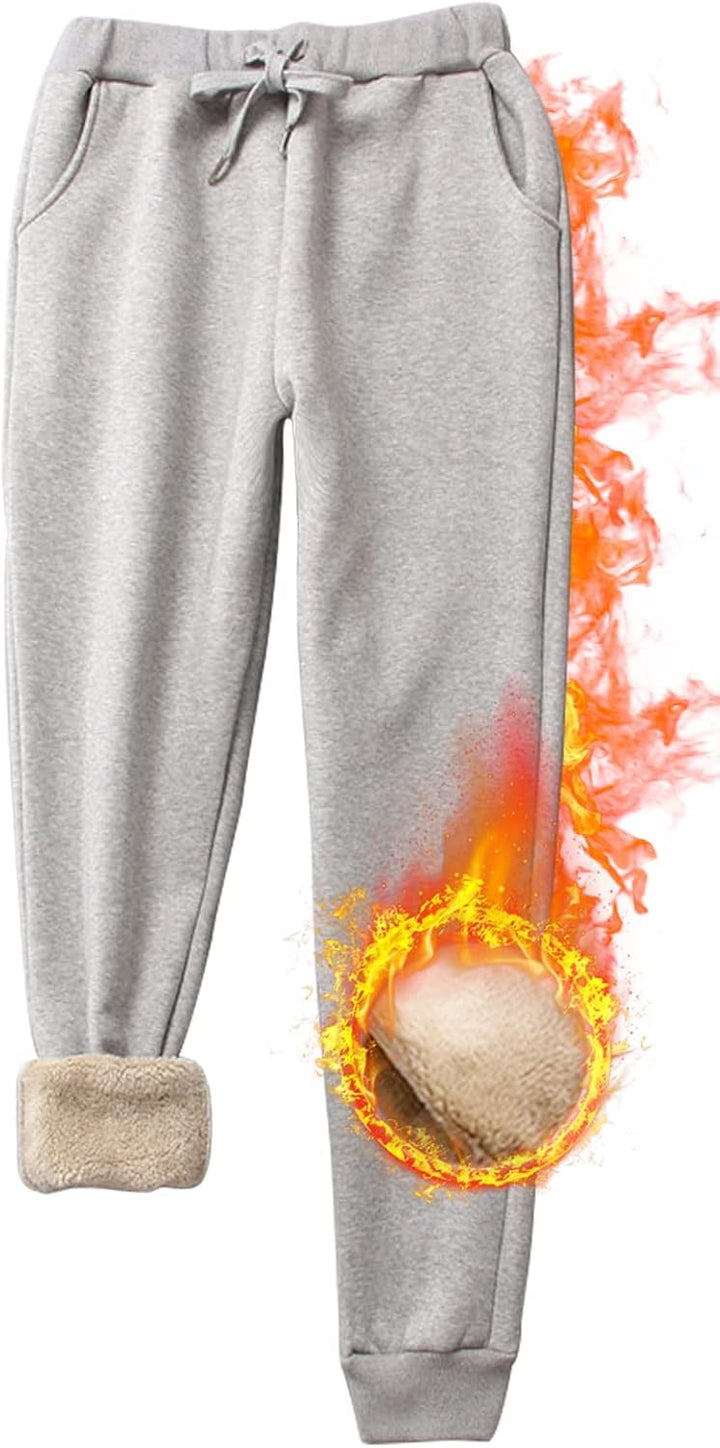 CheChury Jogginghose Damen Winter Warm Thermohose Sherpa Innenfutter Sweathose Gefüttert Sport Hosen